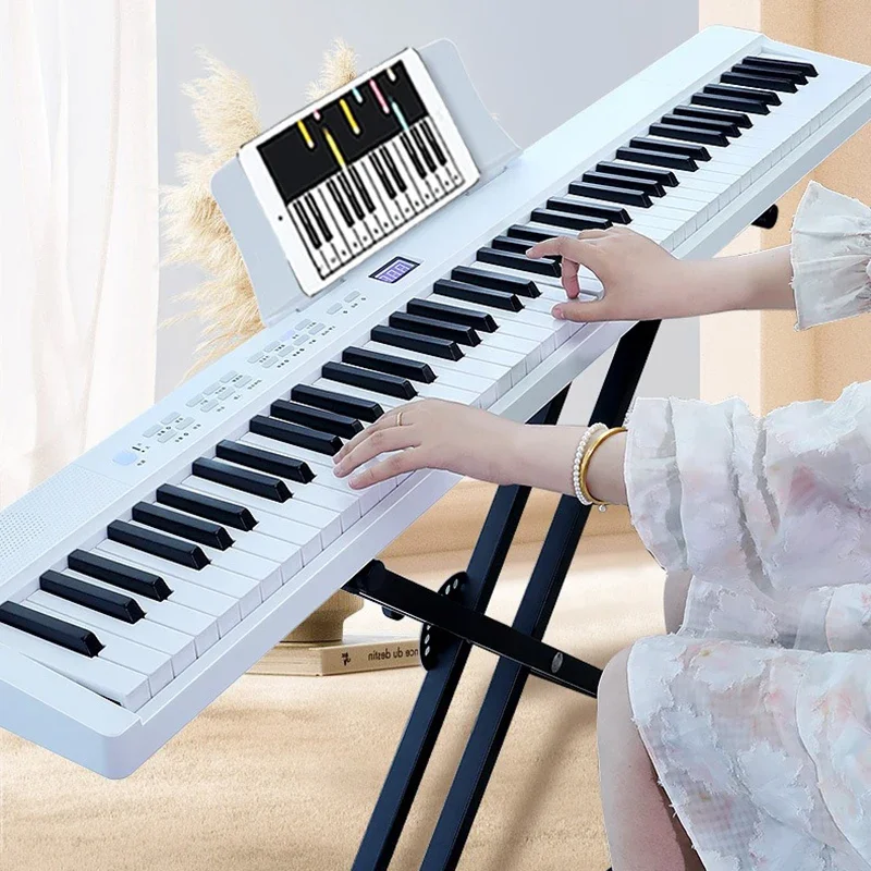 Folding Electronic Piano 88 Keys Portable Adult Musical Electric Organ Professional Keyboard Beginners Midi Bluetooth Instrument