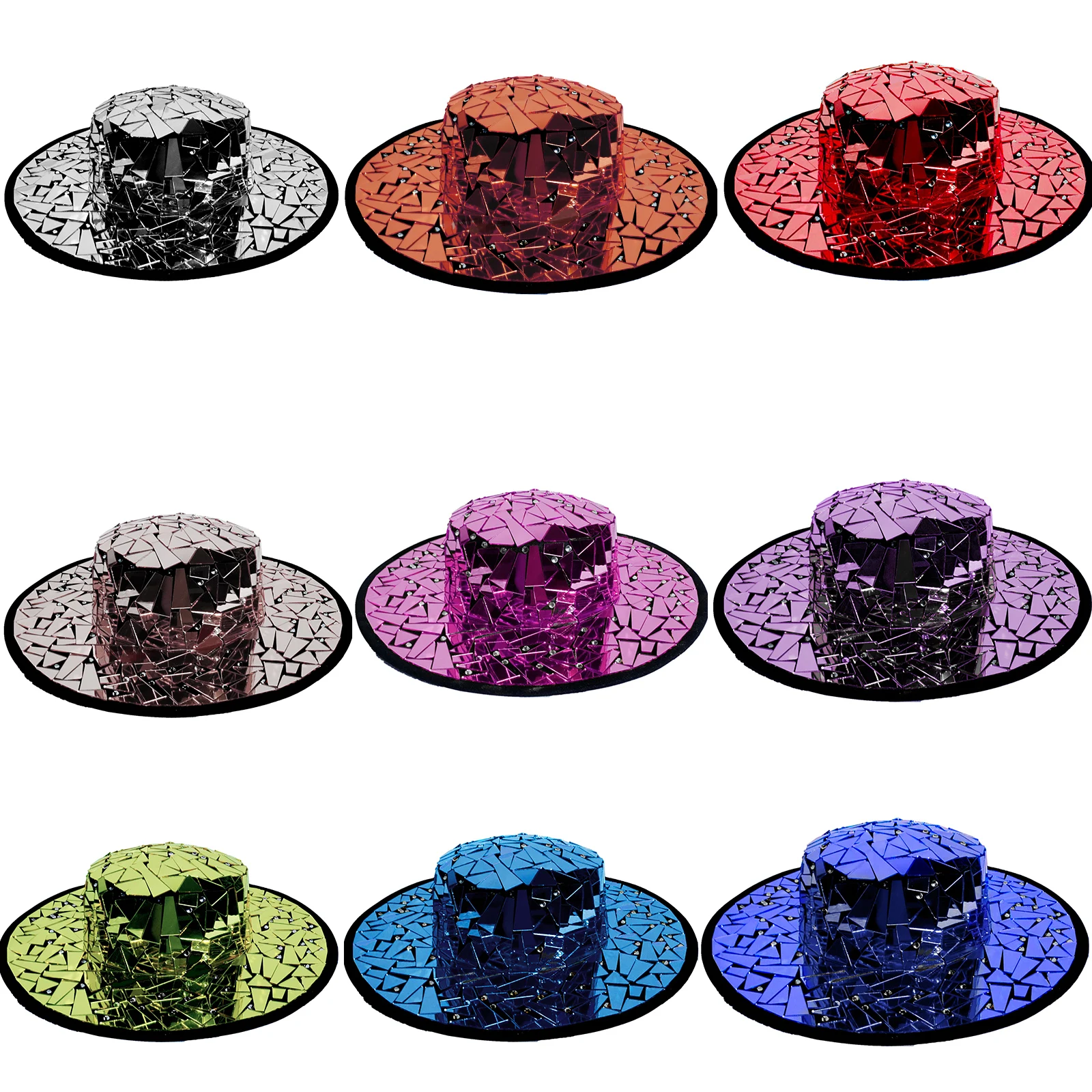 Novo strass jazz preto espelho chapéu palco festa de aniversário desempenho baile dança cantor wear colocação drag queen outfit