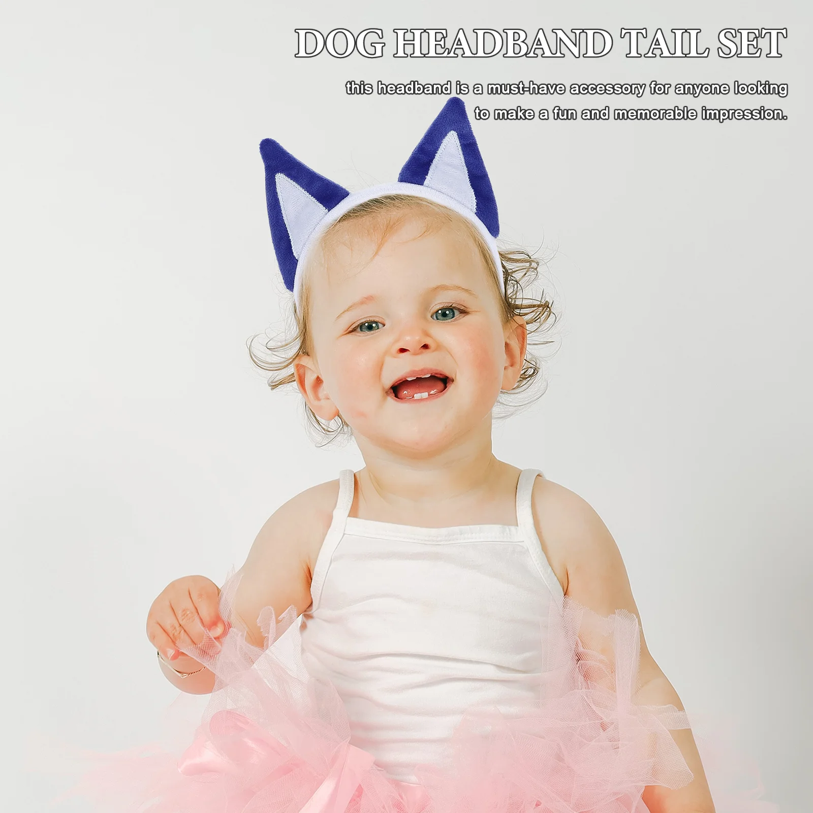 2 Pcs Puppy Headband Black Dog Ears Tail Adult Bingo Costume for Kids Cloth