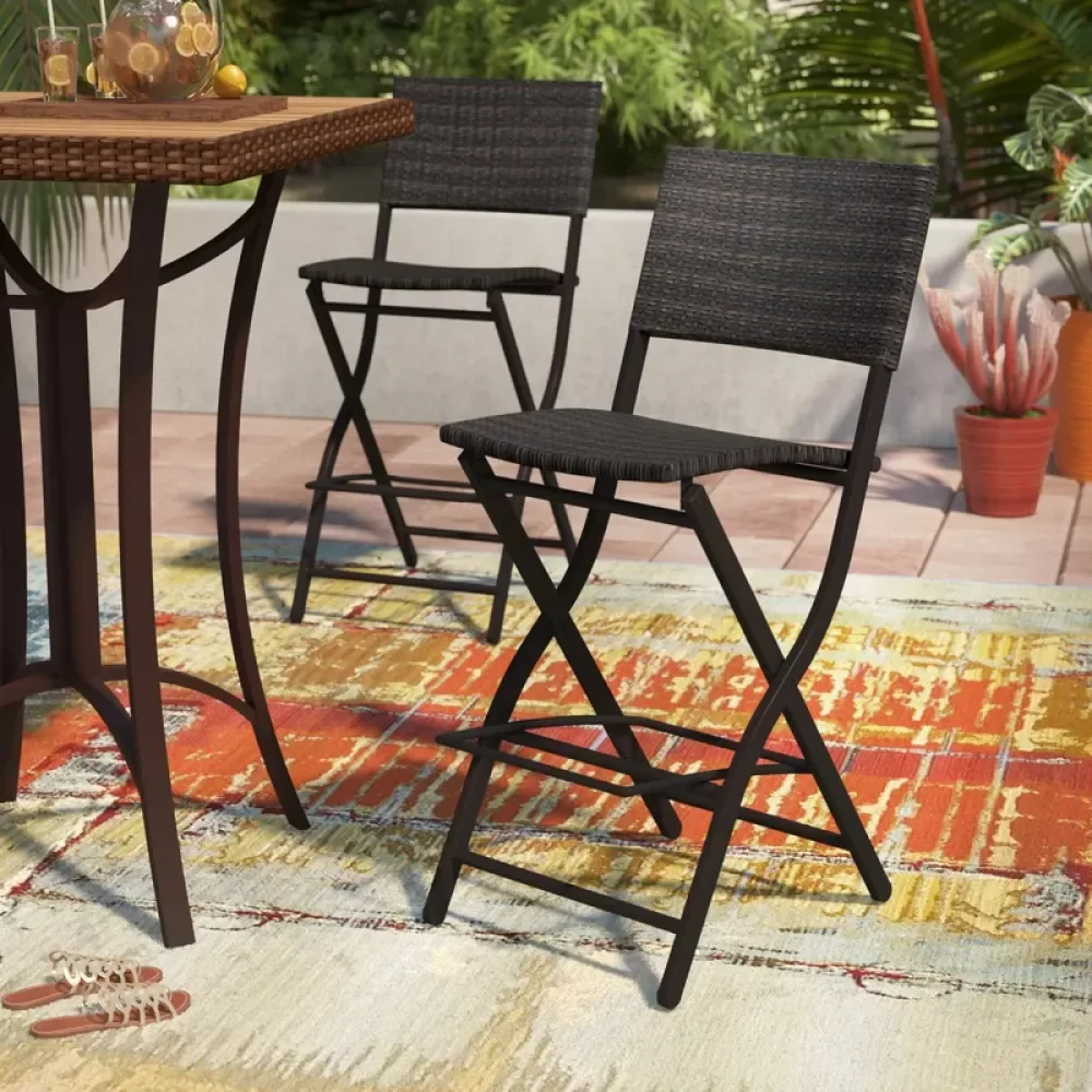 

Outdoor Wicker Barstools Faux Rattan Patio Bar Stool Foldable Chair,Multibrown folding chair mueble jardin balkonmöbel