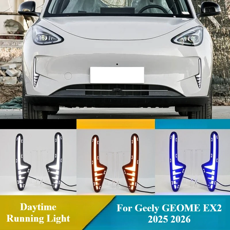 

ДХО для Geely GEOME EX2 2025 2026: светодиодные дневные ходовые огни, динамические указатели поворота, ночные синие противотуманные фары (модифицированные)