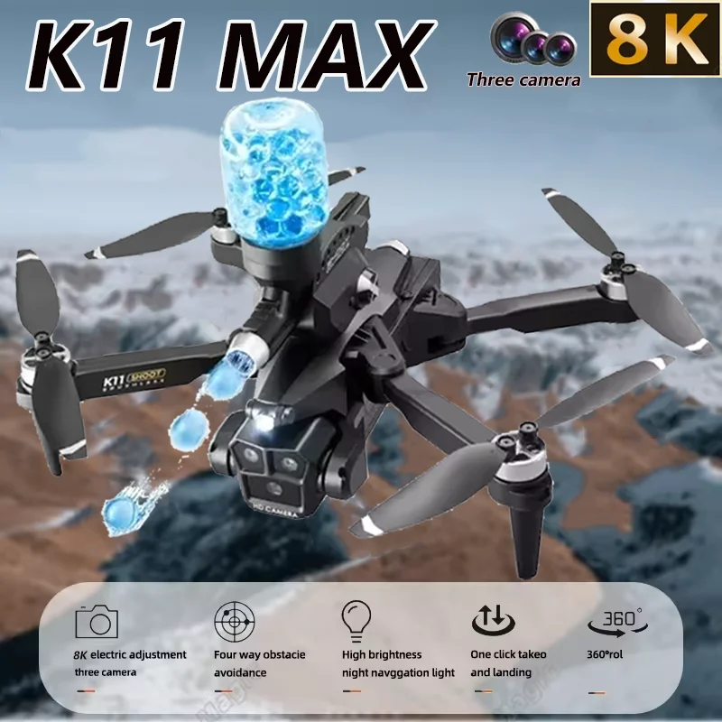 New K11 Max Drone Professional 8K HD Three Camera with Water Bomb Aerial Photography Obstacle Avoidance Foldable Quadcopter Toys