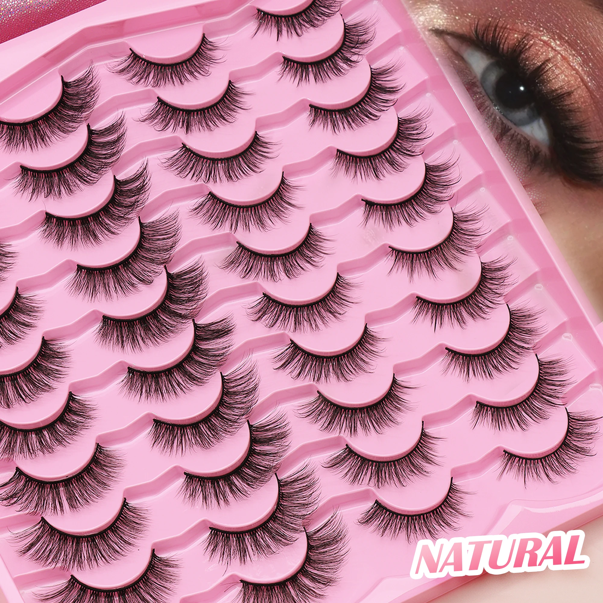 20Pairs 3D Mink False Eyelashes, Natural Wispy Fluffy Fake Strip Lashes, Soft Lightweight Reusable Eye Lash Extensions, Hand‑crafted Comfortable False Lashes, Natural Look Eyelashes for Daily Makeup, Dating, Party & Cosplay, Beginner‑friendly Eye Makeup