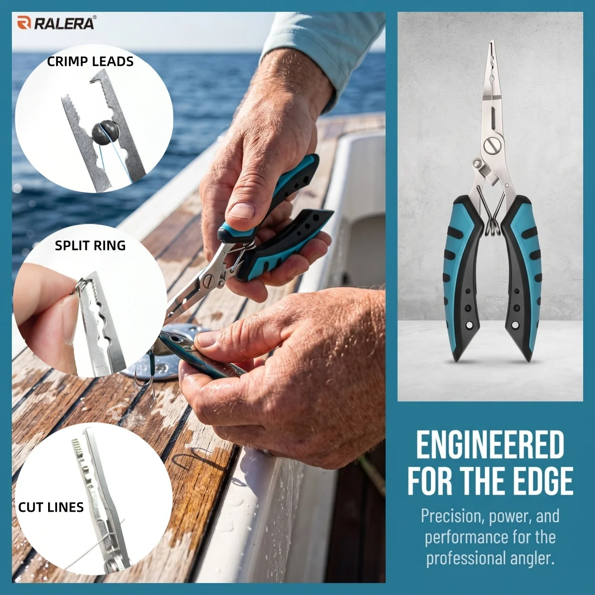 RALERA Stainless Steel Fishing Gear Pliers, Fish Lip Gripper, Fish Ruler, Fillet Knife, Fishing Stuff Kit, Fishing Gift for Men view 3
