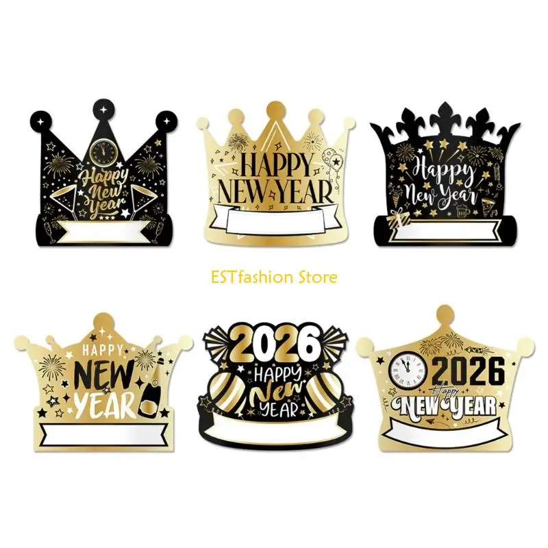 Y5GC 1 Set Bright New Year Celebration Cap Adjustable Paper Headwear Stretchable Headdress Props For Daily Parties