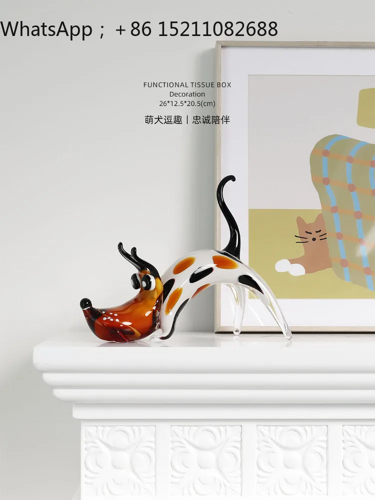 LLY simple glazed puppy living room entrance wine cabinet decoration ornament home desktop jewelry