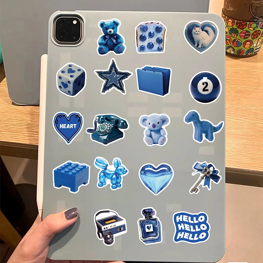 10/30/50pcs Simple Dark Blue Stickers Aesthetic Ins Style Cartoon  Decals DIY Skateboard Phone Bike Fridge Cool Graffiti Toys