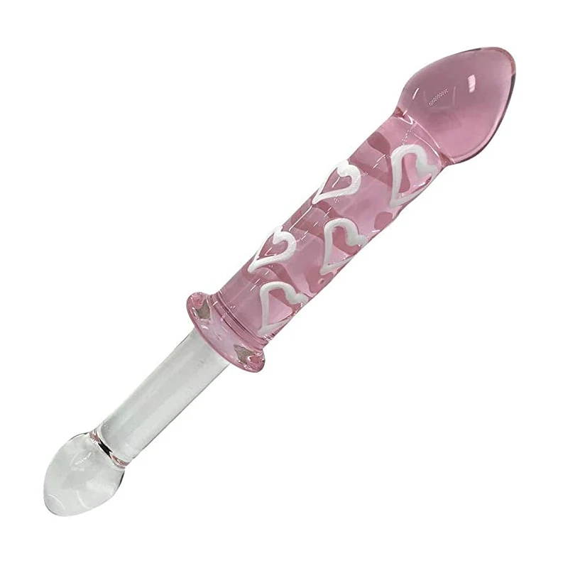 Anal Beads Pink Heart Butt Plug Glass Dildo Vaginal and Anal Stimulation Anal Plug Toys for Women