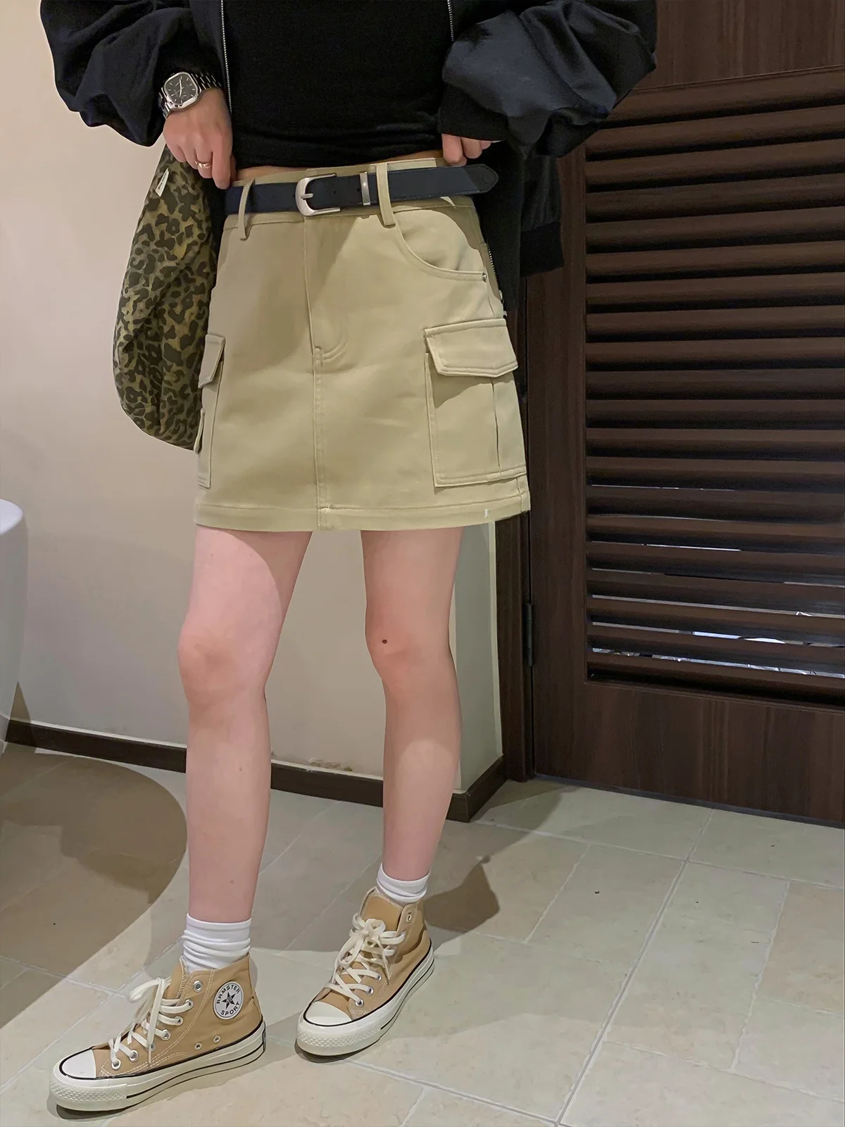 High Waist A-Line Workwear  Skirt Women's Spring 2026 New Style Pocket Versatile Commute Skirt Love Devil Fish