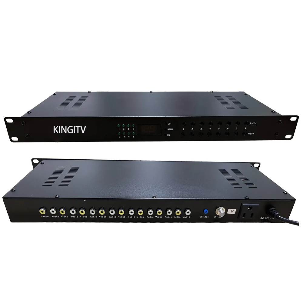 8 قنوات التناظرية المغير AV إلى RF فندق كابل الجبهة نهاية الصوت والفيديو إلى RF PAL-DK PAL-BG NTSC RF المغير