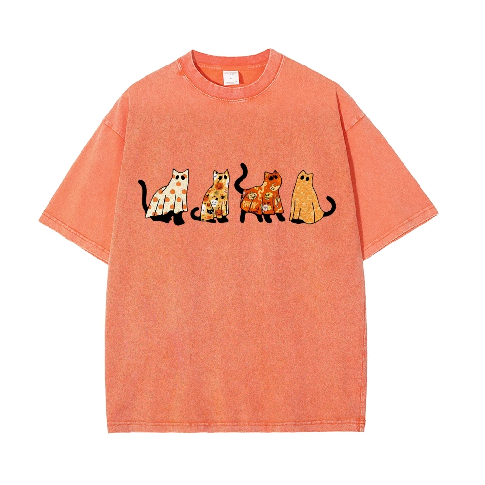 

Y2K Streetwear Vintage Oversized T-Shirt Colorful Cat Easter Elements Tops Unisex Retro Summer Short Sleeve Shirts High Quality