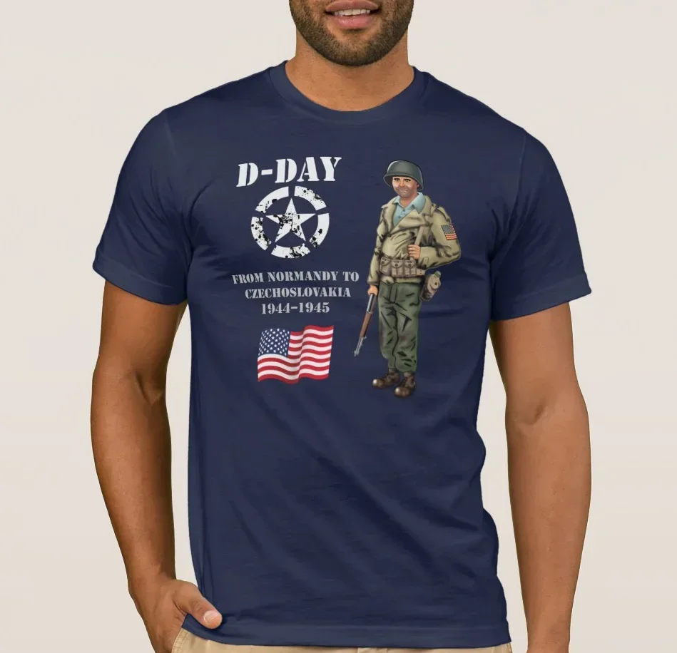 ノルマンディーから、フランス1944ピルゼンまで、チェコスロバキアd-day tシャツ綿100% oネック夏半袖カジュアルメンズtシャツ