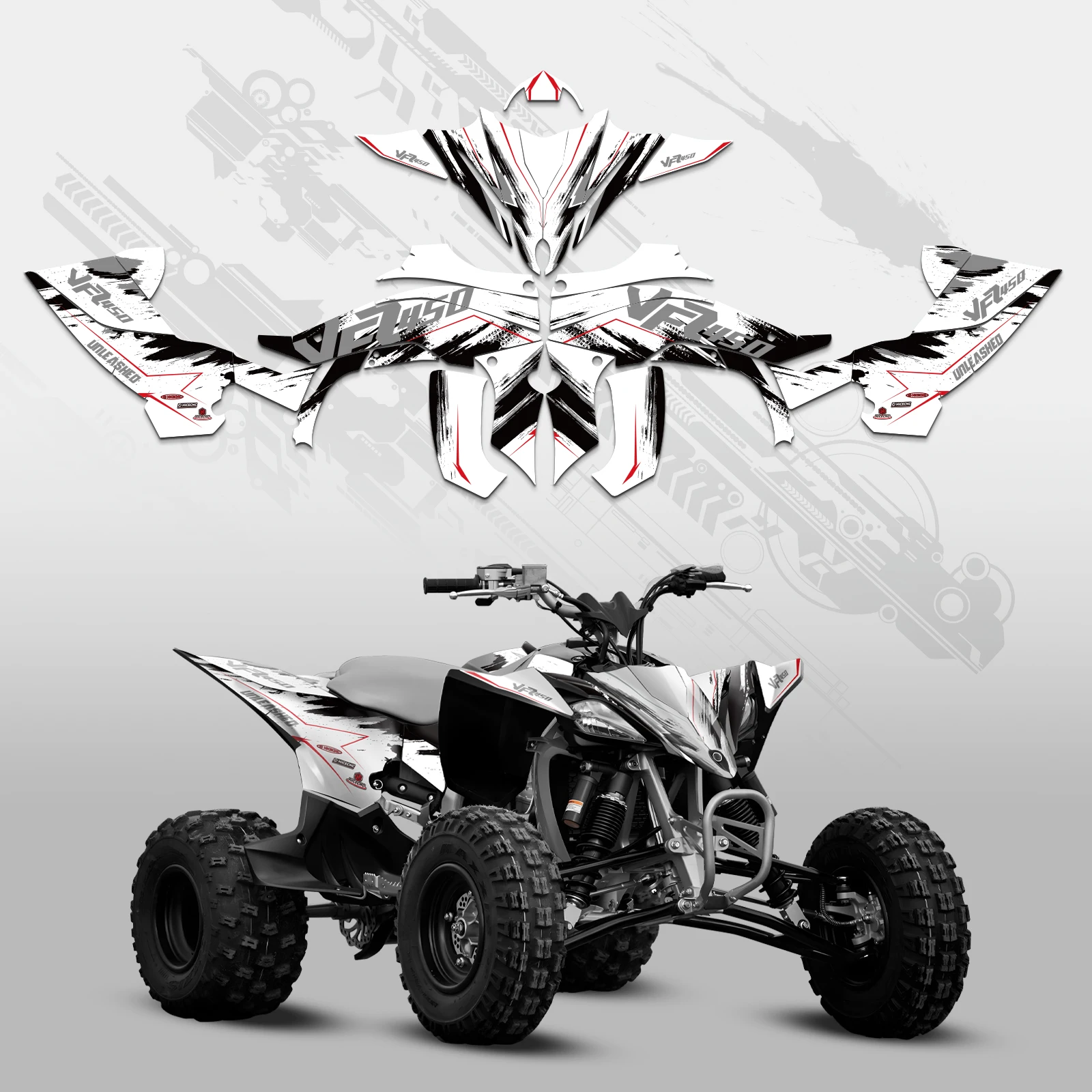 NICECNC لياماها YFZ450R YFZ 450R 2014-2022 2021 2020 2019 دراجة نارية ATV الرسم خلفية الشارات مجموعة ملصقات تخصيص