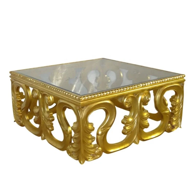 Gold leaf coffee table silver painted coffee table wooden center table, specially designed for French provincial furniture