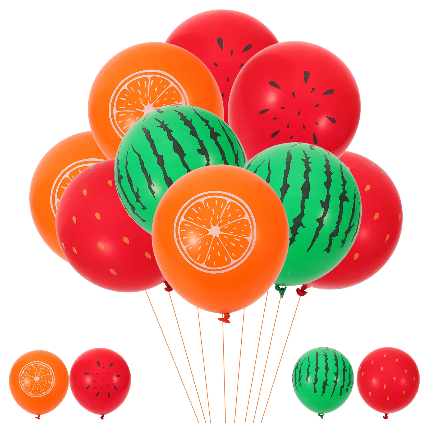 

40pcs Fruit Balloons Green Watermelon Red Seeds Strawberries Oranges Hawaii Party Decor Birthday Latex Balloon