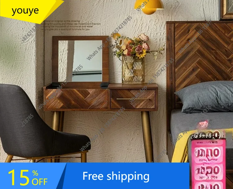 N65 Nordic solid wood makeup table modern simple French light luxury medieval small apartment retro bedroom dressing table