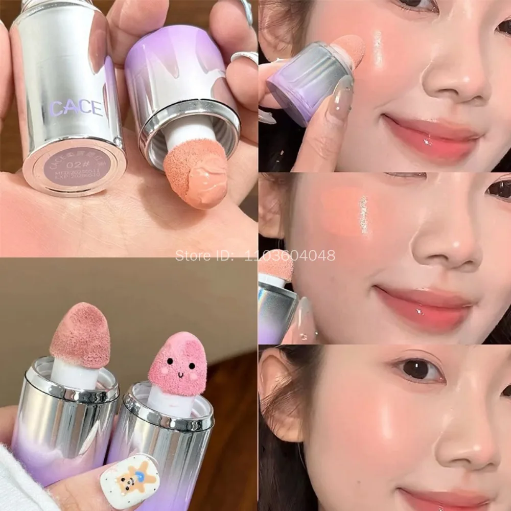 Soft Face Liquid Blusher Smooth Cheek Eye Mousse Blush Matte นมสีม่วง Highlighter Stick Rouge กันน้ํา Contour แต่งหน้า