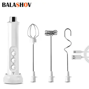 Bezdrátový mléčný pěnový USB dobíjecí ruční elektrický pěnový výrobník 3 rychlosti pro Latte Cappuccino horkou čokoládu kávu metličkou mixér 6 nejlepší prodej dobíjení šlehače kávy - №4