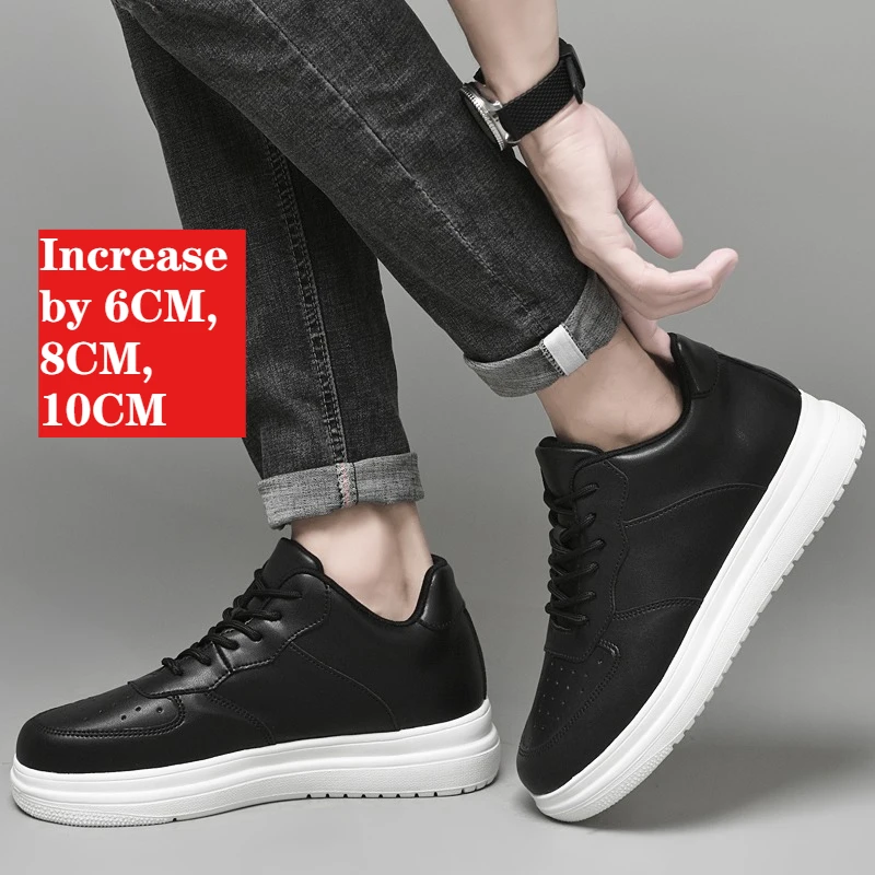 

8cm Invisible Insole Height Increasing Men Shoes Thick Soled White Sneakers Casual Board Shoes for Autumn Winter