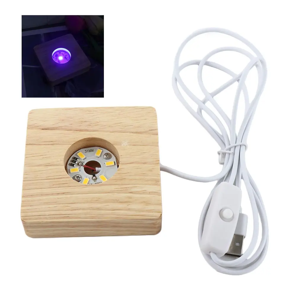 

Safe Square Crystal Glass Home Decor Long Lifespan Display Lamp Base Crystal Display Holder Wooden Light Base Crystal Stand