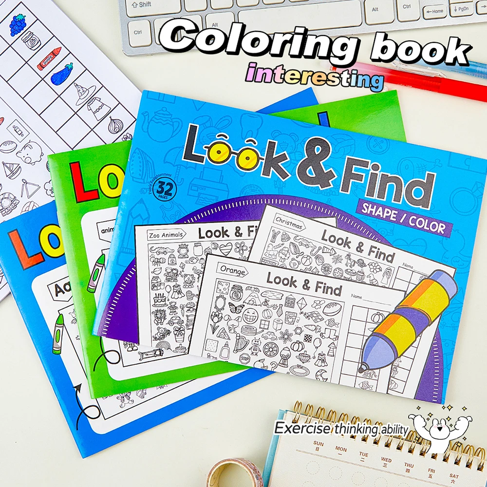 Coloring Book:Look and Find,Student Puzzle, Find Interesting Items, Focus Training Coloring Book, Exercise Thinking Ability