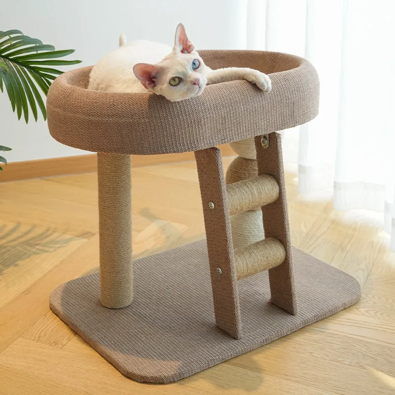 Small Integrated Cat Tree Bed, Space‑Saving Sisal Post With All‑Season Mat For Cats
