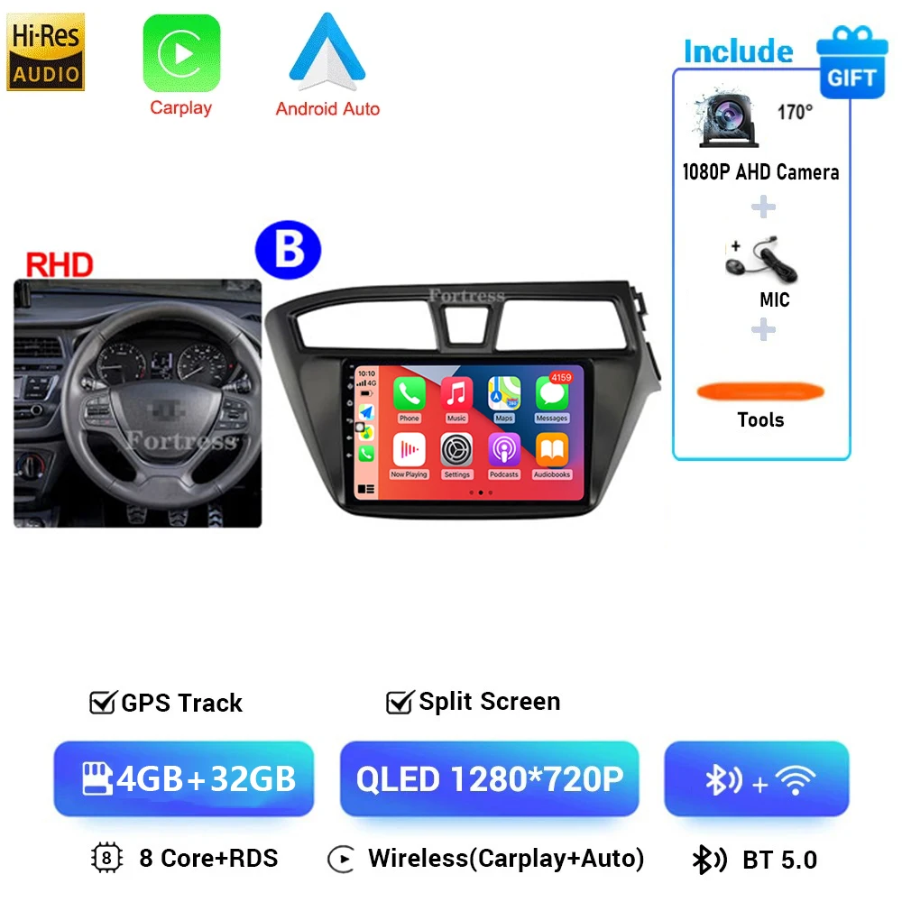 Auto radio voor Hyundai i20 2 II GB 2014 - 2018 Android 16 inch scherm Multimedia autoradio navigatie stereo videospeler Carplay Auto