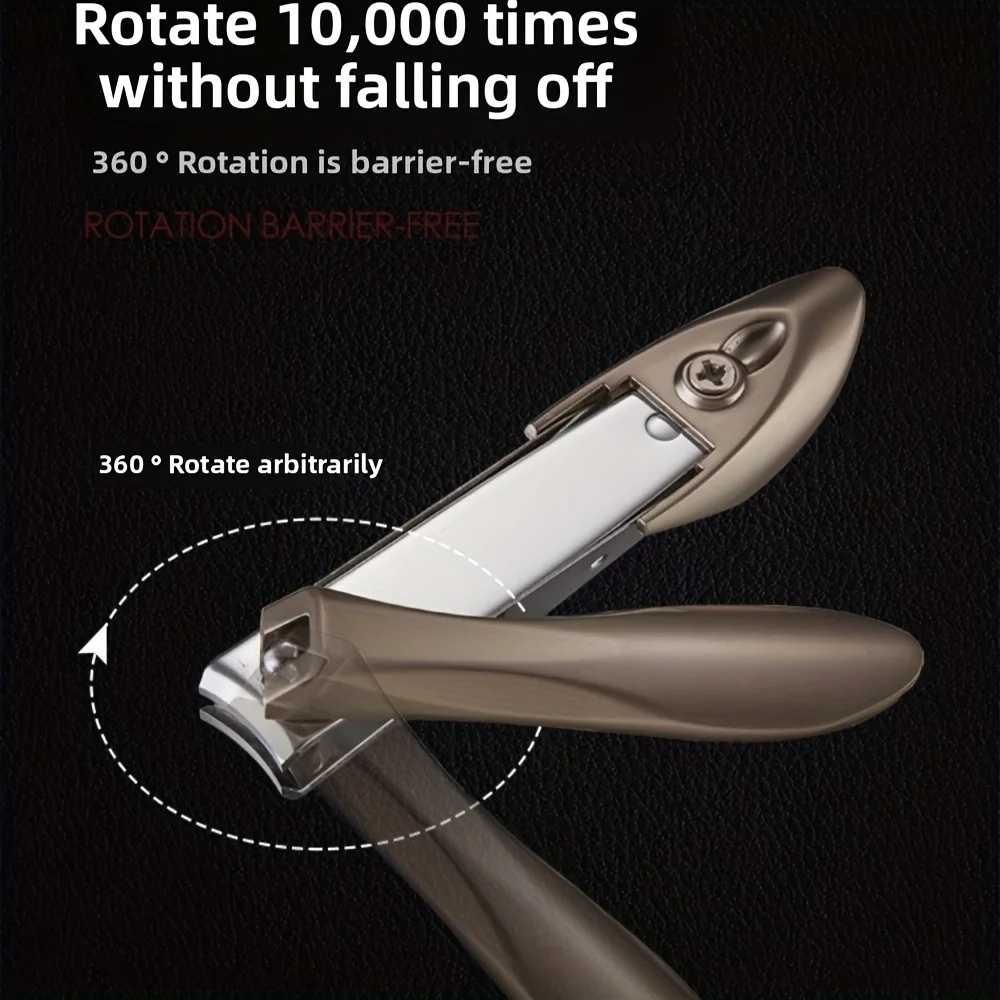 Steel Nail Clipper with Biomimetic Design - Splash-Proof, Hypoallergenic Fingernail Trimmer for Precise Manicure & Pedicure