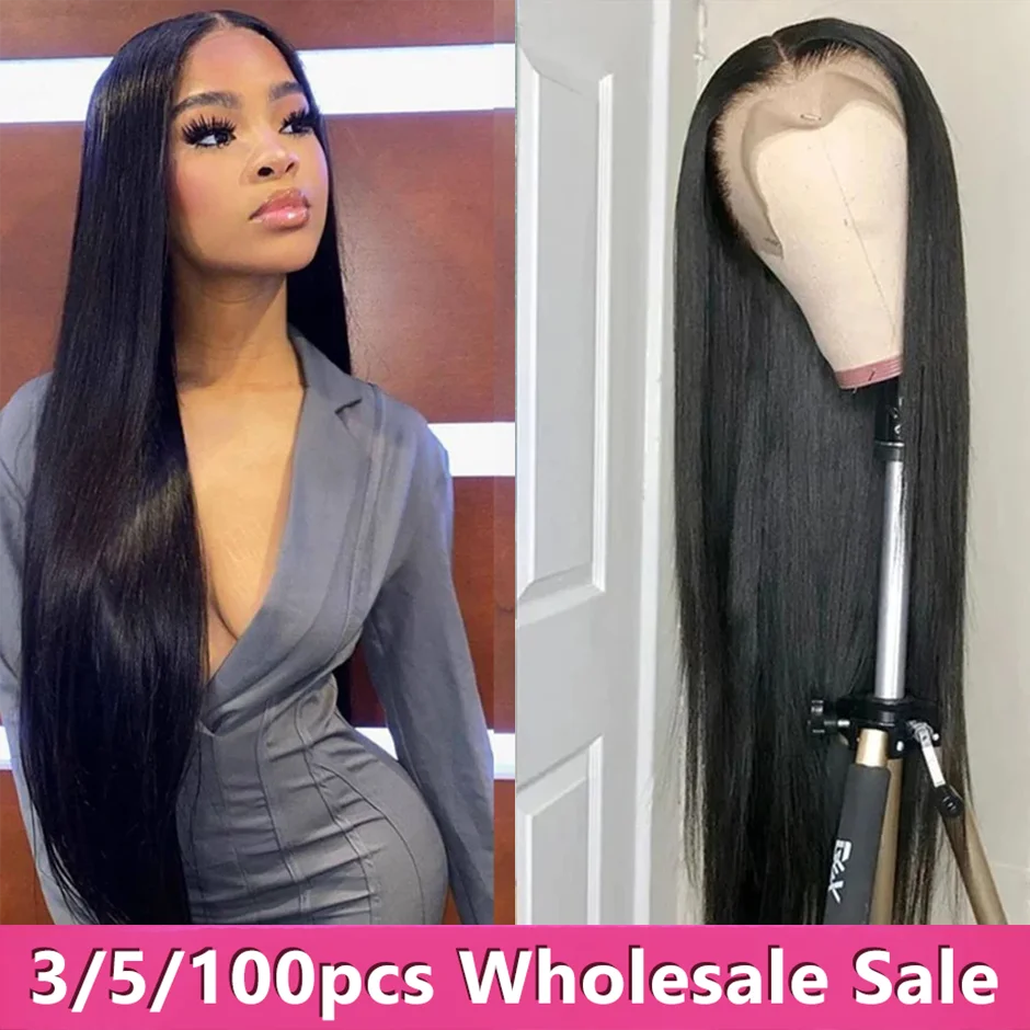 

Bone Straight Brazilian 13x4 13x6 Transparent Lace Front Wigs For Women 4X4 Lace Closure Remy Human Hair Wig Clearance Wholesale