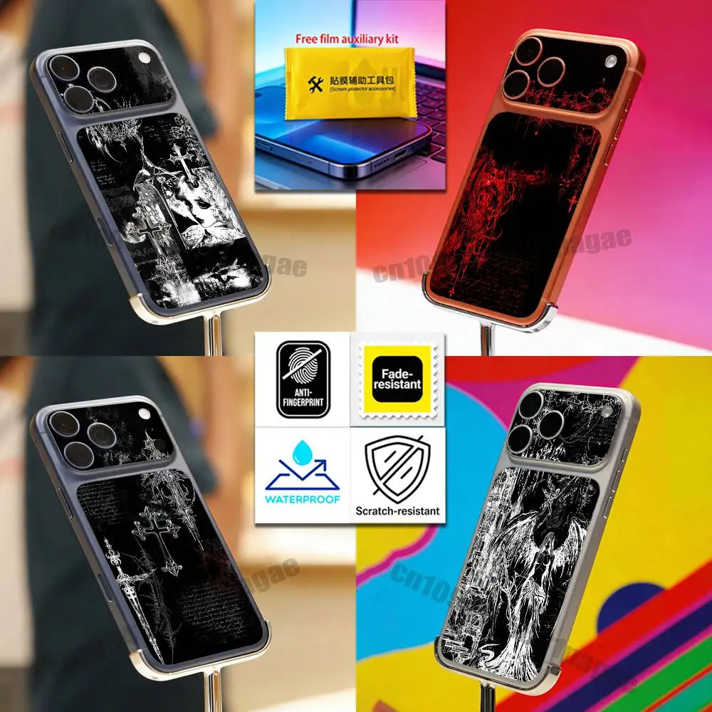 

For Black Gothic Cyber Sigil Cross Horror iPhone 17 PRO MAX PROMAX Back Protective Film Skin Cover Protector Sticker