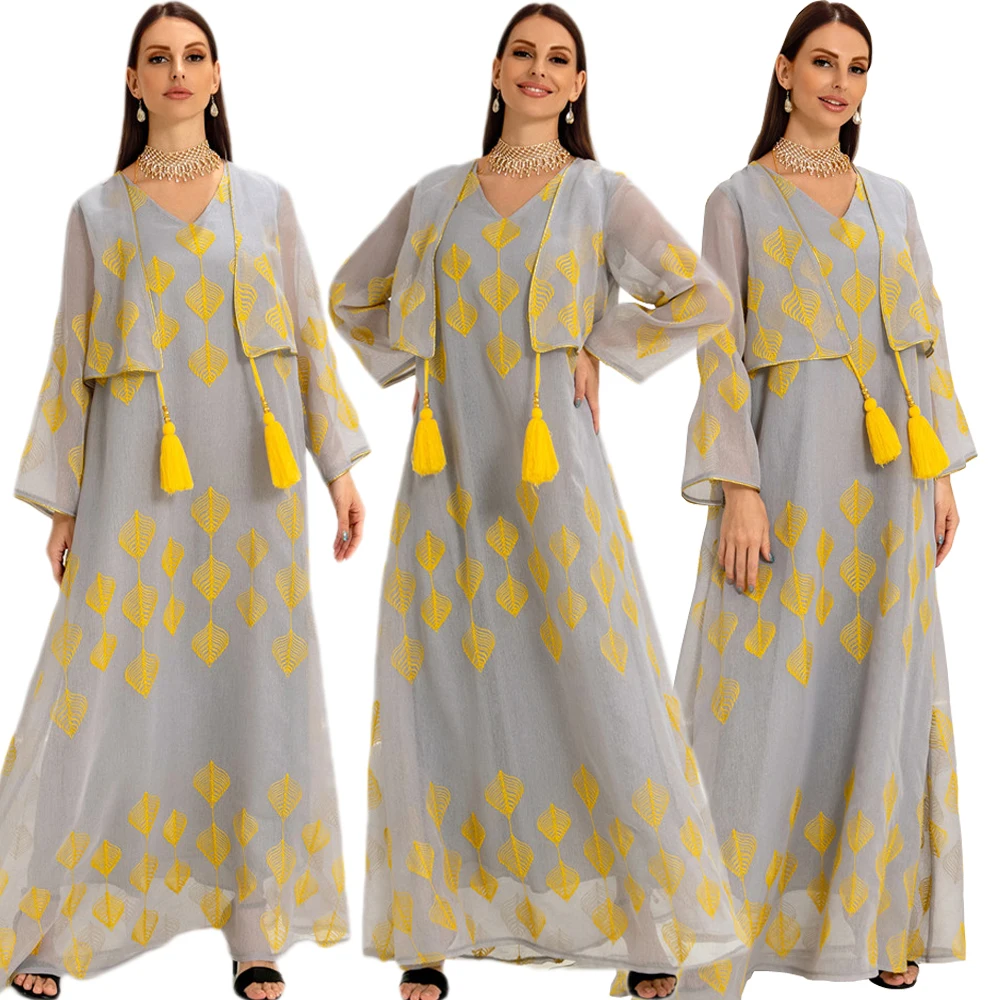 

Luxury Embroidery Muslim Women Maxi Dress Elegant Evening Wedding Gown Islamic Arab Abaya Dubai Turkey Caftan Moroccan Jalabiya