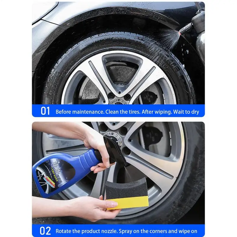 Car Tire Shine Powerful Tire Polish Wax 500ml Tire Stain Remover Long-Lasting Wheel Shine For Tire Maintenance