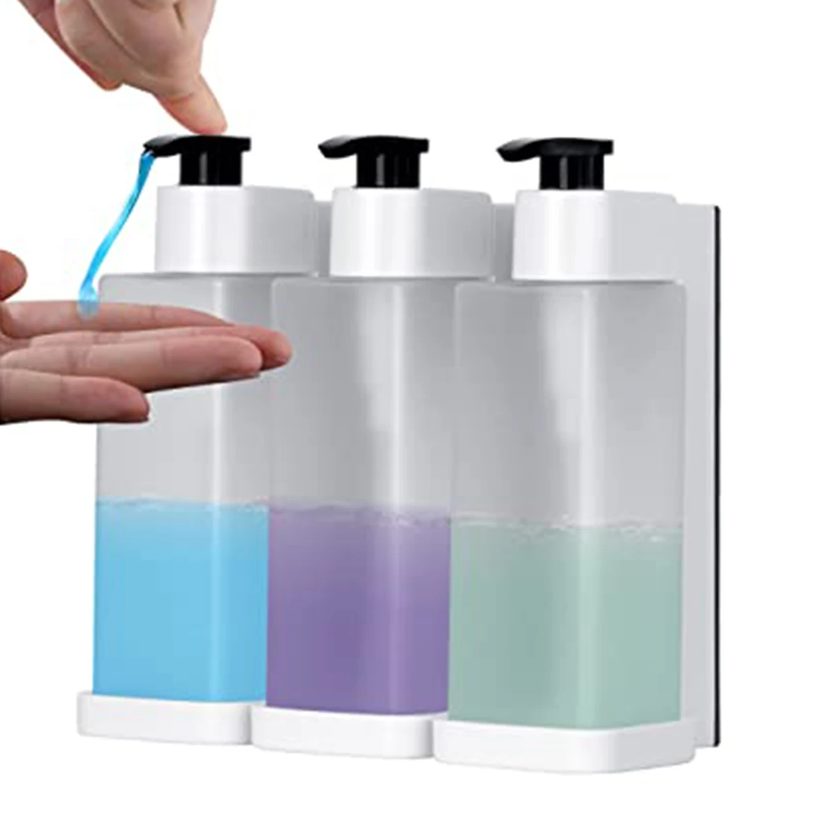 Shower Soap Dispenser Bathroom Countertop/Wall Mount Liquid Soap Dispenser for Shampoo Conditioner Lotion Container Clear Bottle