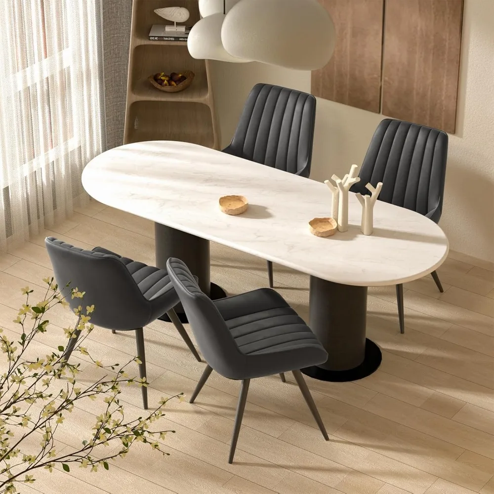 

Modern Dining Chairs,Comfy Dining Room Chairs with Thick Cushions,Upholstered Fabric Kitchen Side Chairs with Metal Legs