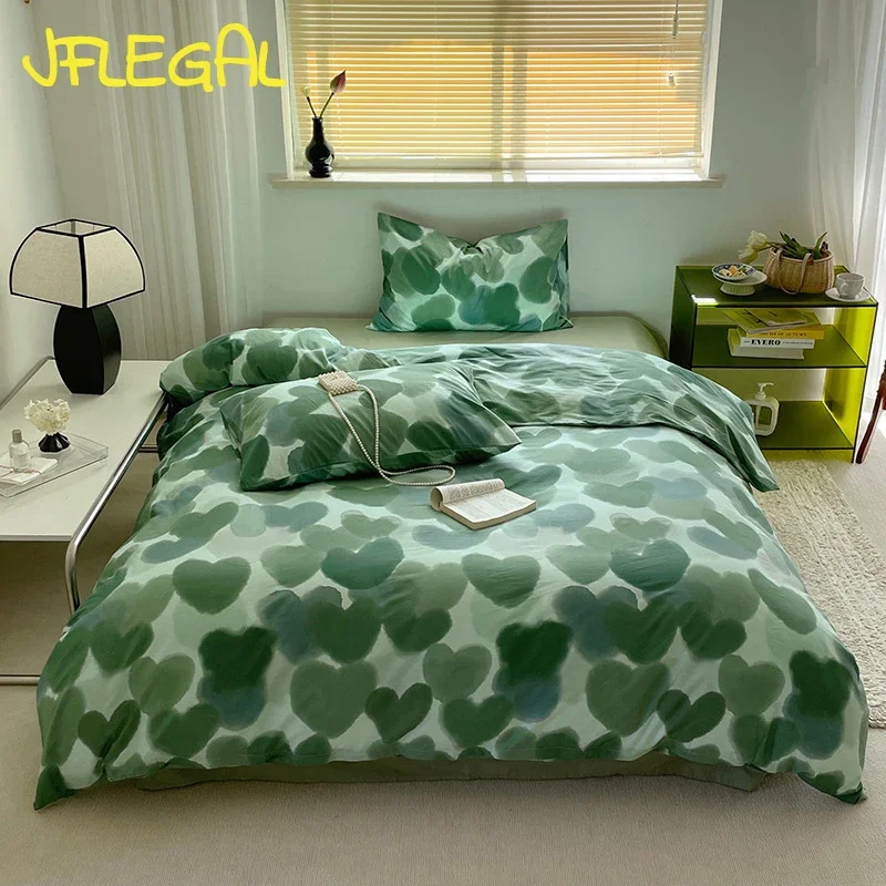 

JFLEGAL 100% Cotton 4-piece Set Flower Pure Cotton Quilt Duvet Cover Queen King Size Bedding Sets Floral Sheet Housse De Couette