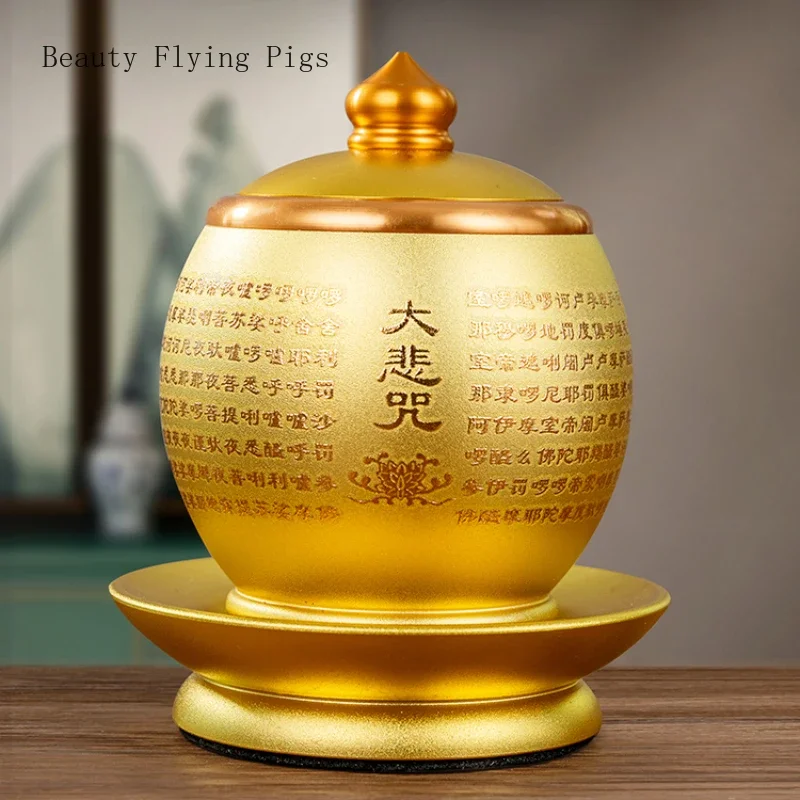 Ceramic Great Compassion Mantra Water Cup Buddhist Hall and Buddhist Utensils Temple Sacrificial Supplies Ome Decor Feng Shui