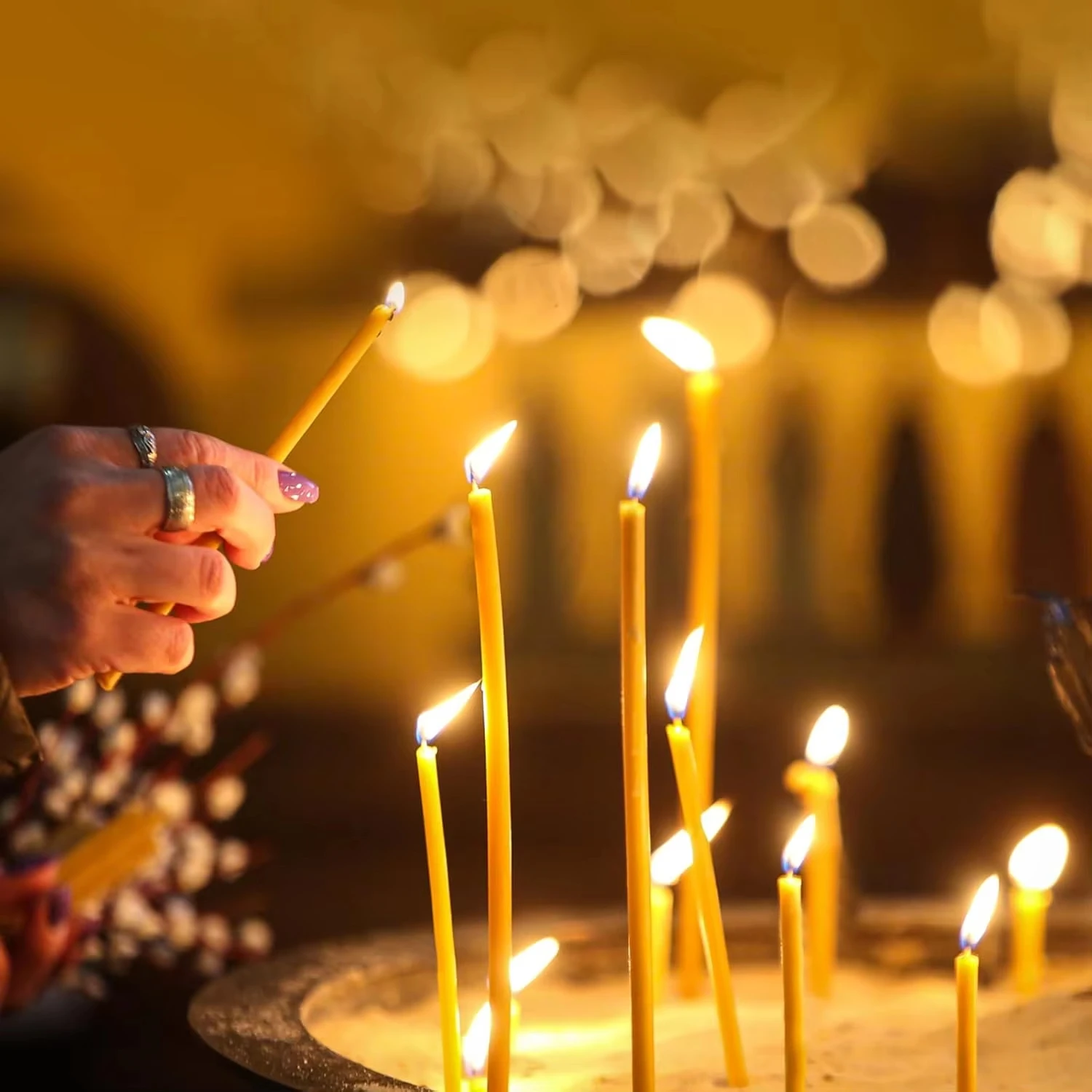 50-200Pcs Natural Beeswax Candle Hanukkah Candles Decor Pure Beeswax Birthday Candle for Church Prayer Cake Christmas Party