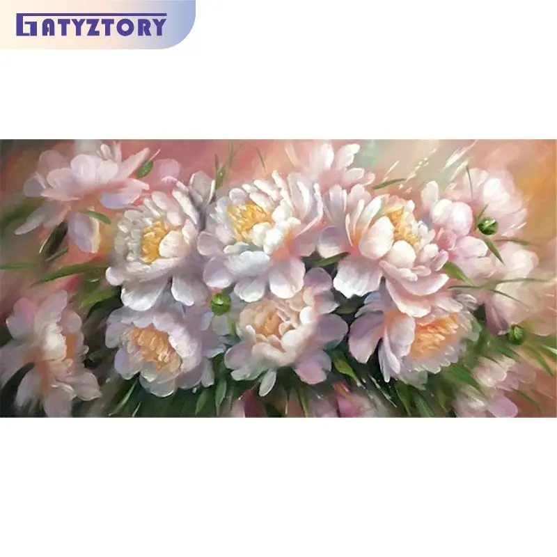 

GATYZTORY Frame 60x75cm DIY Painting By Numbers Pink Flowers Acrylic Paint On Canvas Coloring By Numbers For Adults Gift