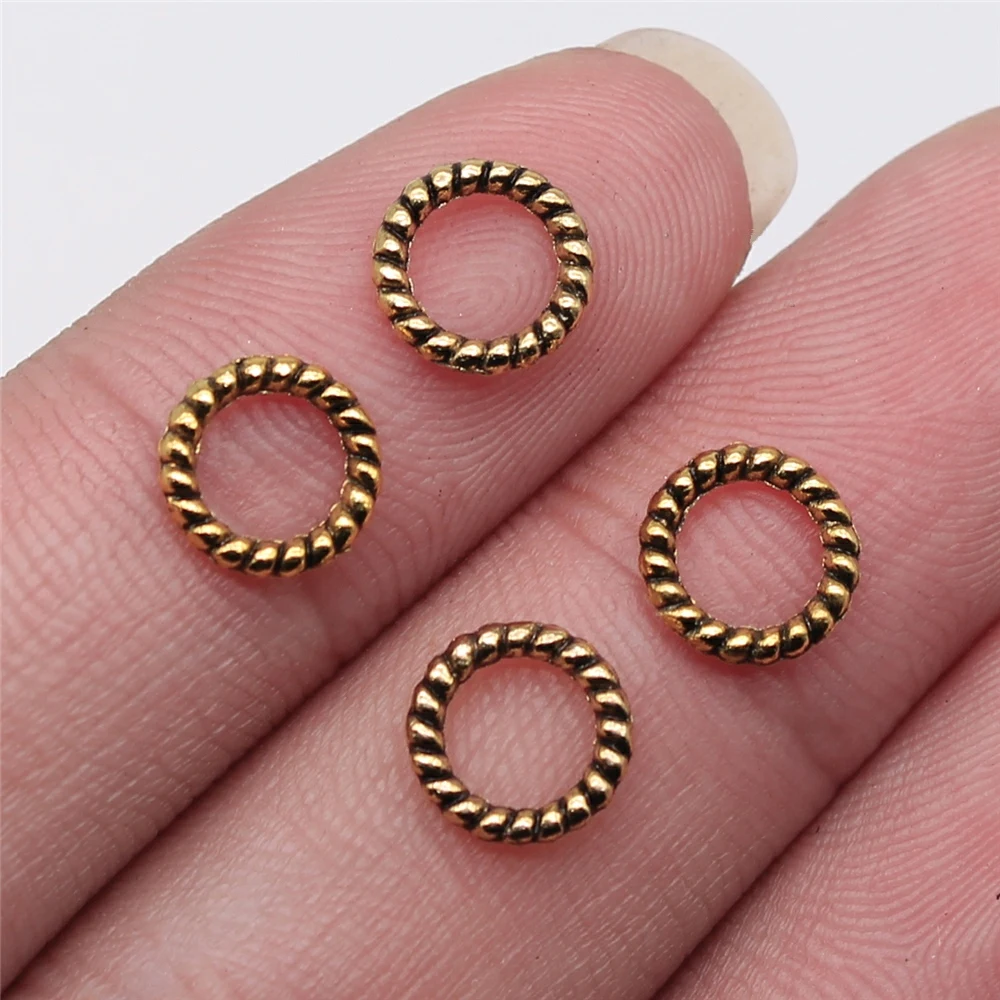 WYSIWYG 40pcs 8x8mm Antique Silver Color Antique Gold Color Circle Charms For Jewelry Making DIY Jewelry Findings