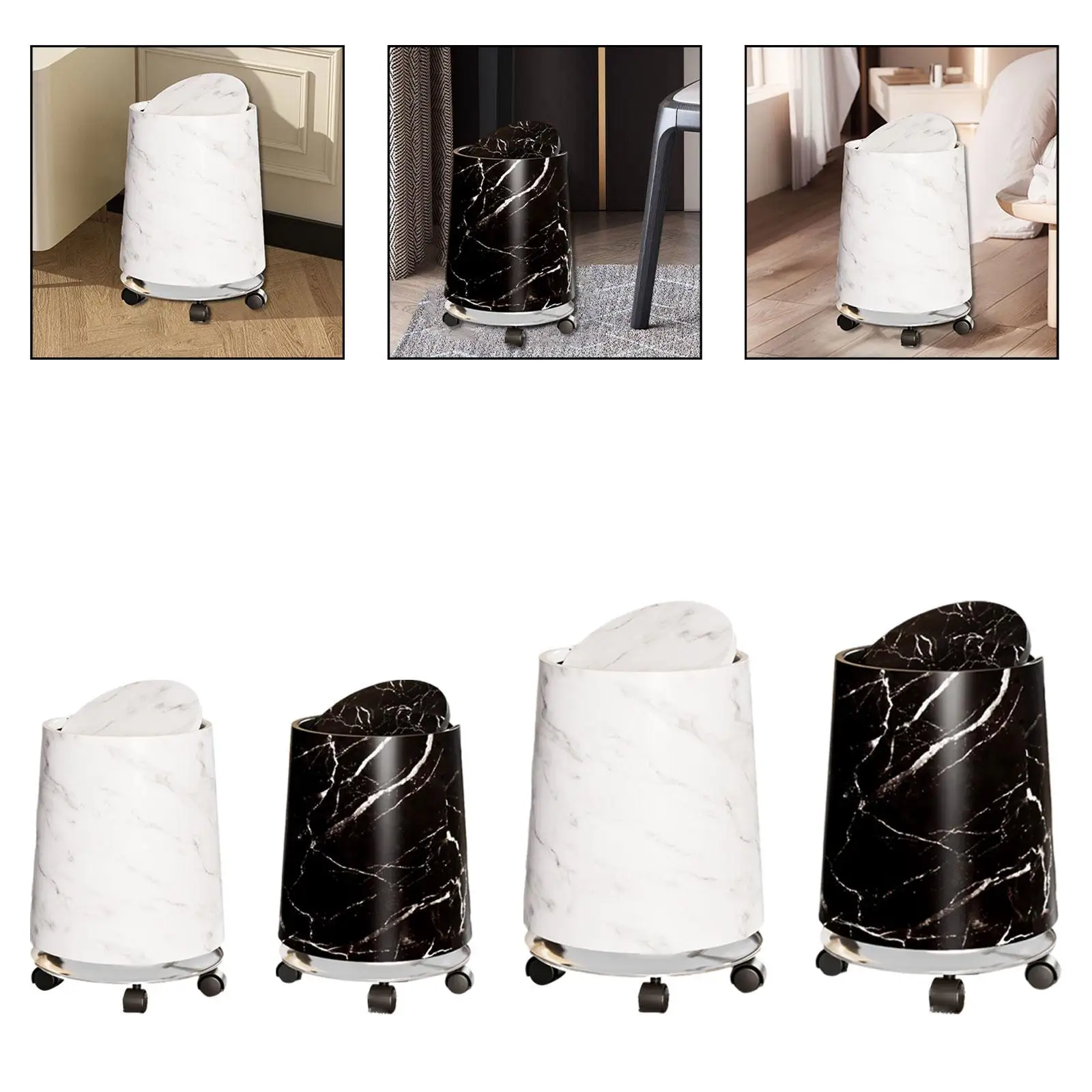 

Marble Trash can, round, reusable, for household, for bathroom,
