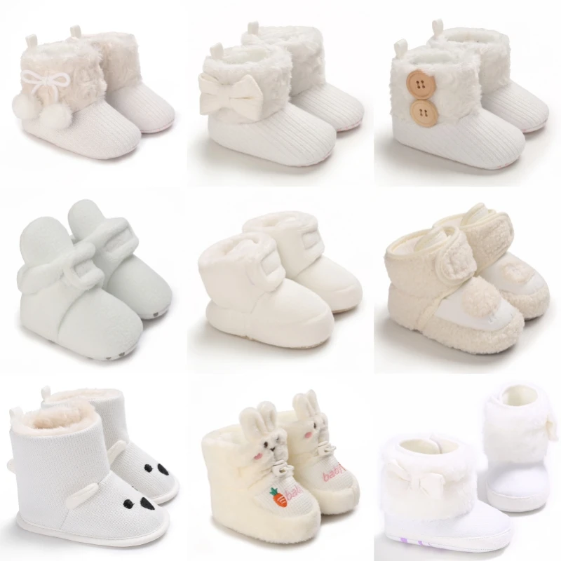 White Men's And Women's Baby Boots, Pre Stepped Boots, Baby Warm Soft Soled Boots, 0-18 Months