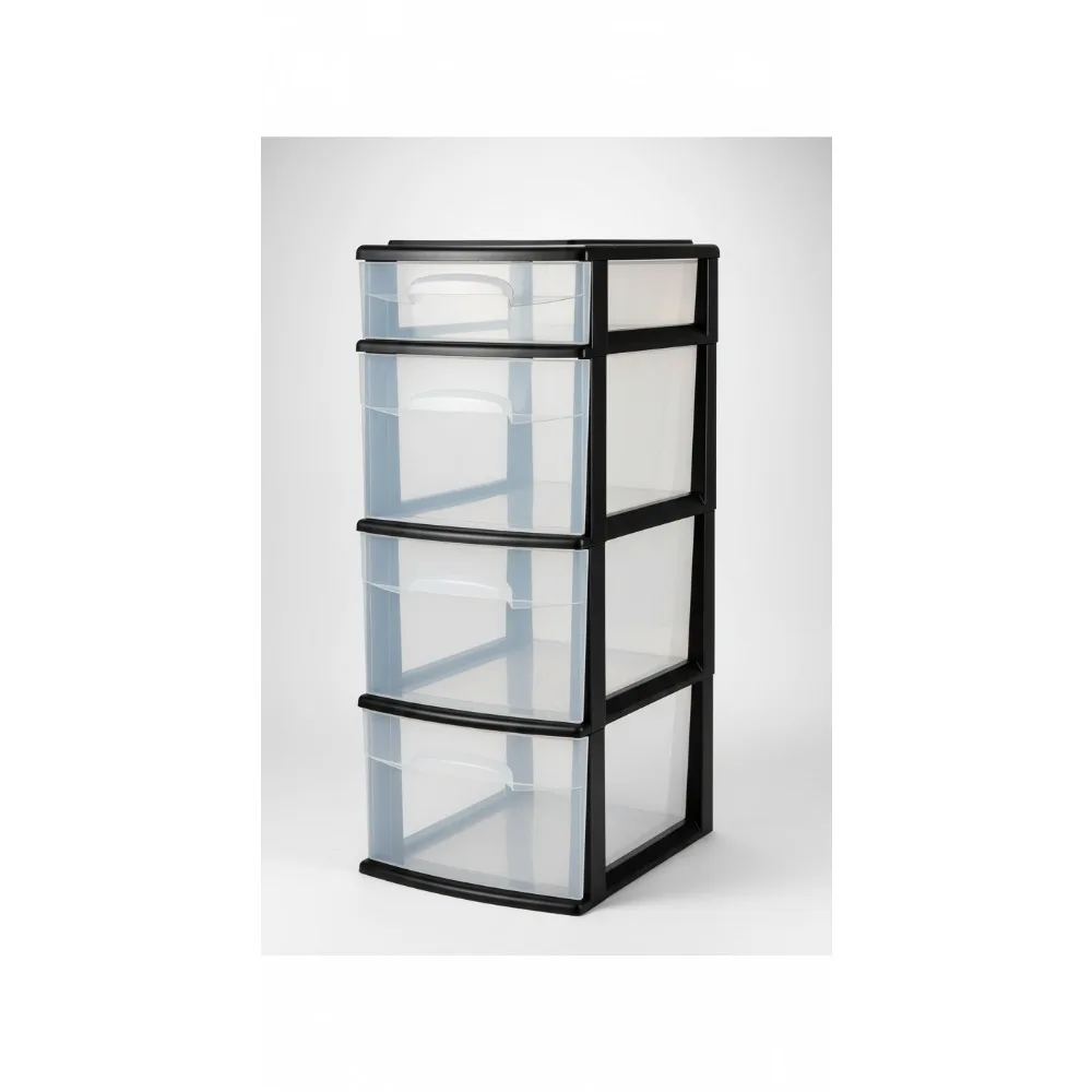 

5-Tier Clear Plastic Storage Organizer, Tall Narrow Drawer Tower for Bedroom, Bathroom & Office