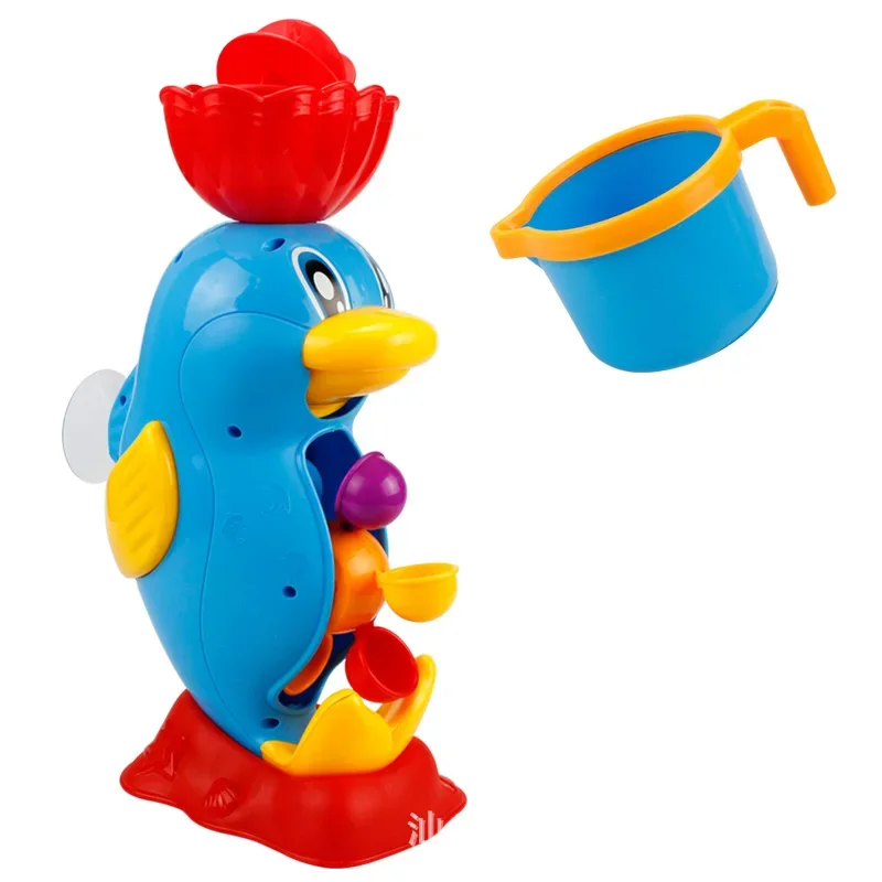 Bathtime Joy-Juego de juguetes de baño para niños, juego de grifo con rueda de agua y sello de caballito de mar, pato amarillo lindo