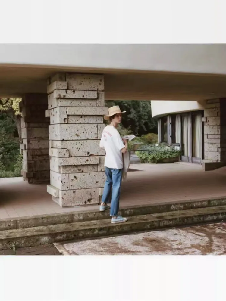 تي شيرت كاجوال بأكمام قصيرة VV 25SS JUBMO، قطن مطبوع بتصميم عصري فضفاض للجنسين، مريح وقابل للتنفس برقبة مستديرة لجميع المواسم