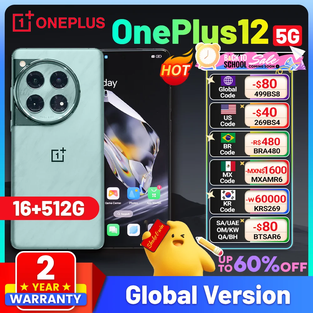 OnePlus 12 Global Rom Smartphone, 5400mAh, 100W smile Vooc Snapdragon 8 Isabel 3, 6.82 pouces AMOLED 50MP LYT-808 OIS NDavid