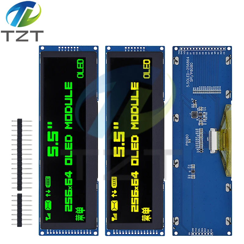 Imagem -03 - Tzt-oled Display Lcd para Arduino Uno r3 Interface Spi Porta Paralela de Bits Unidade 256x64 Cor Amarelo Verde 55 Ssd1322