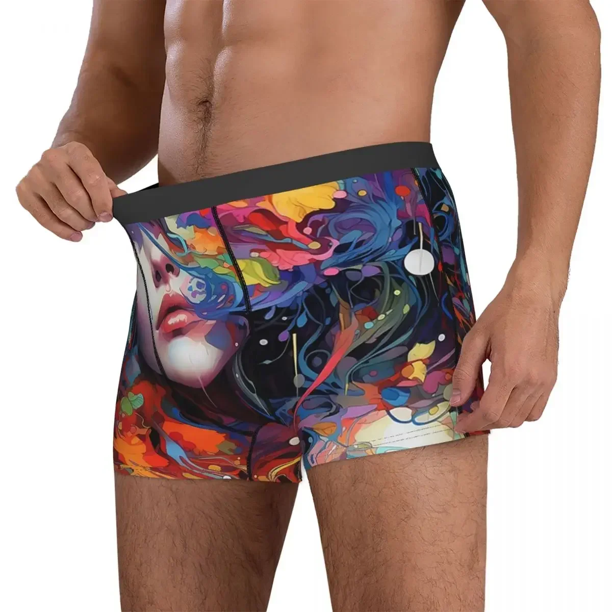 Boxer Underpants Shorts Abstract Faces Expressions Of Individuality Panties Male Soft Underwear for Homme Man Boyfriend Gift