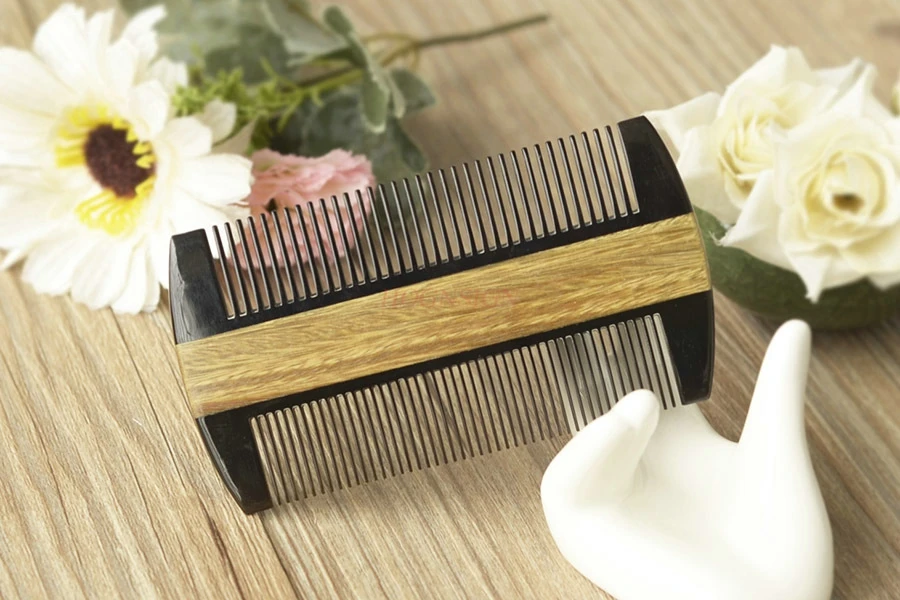 Ox horn green sandalwood comb, scraping head lice comb, densifying teeth comb, removing dandruff