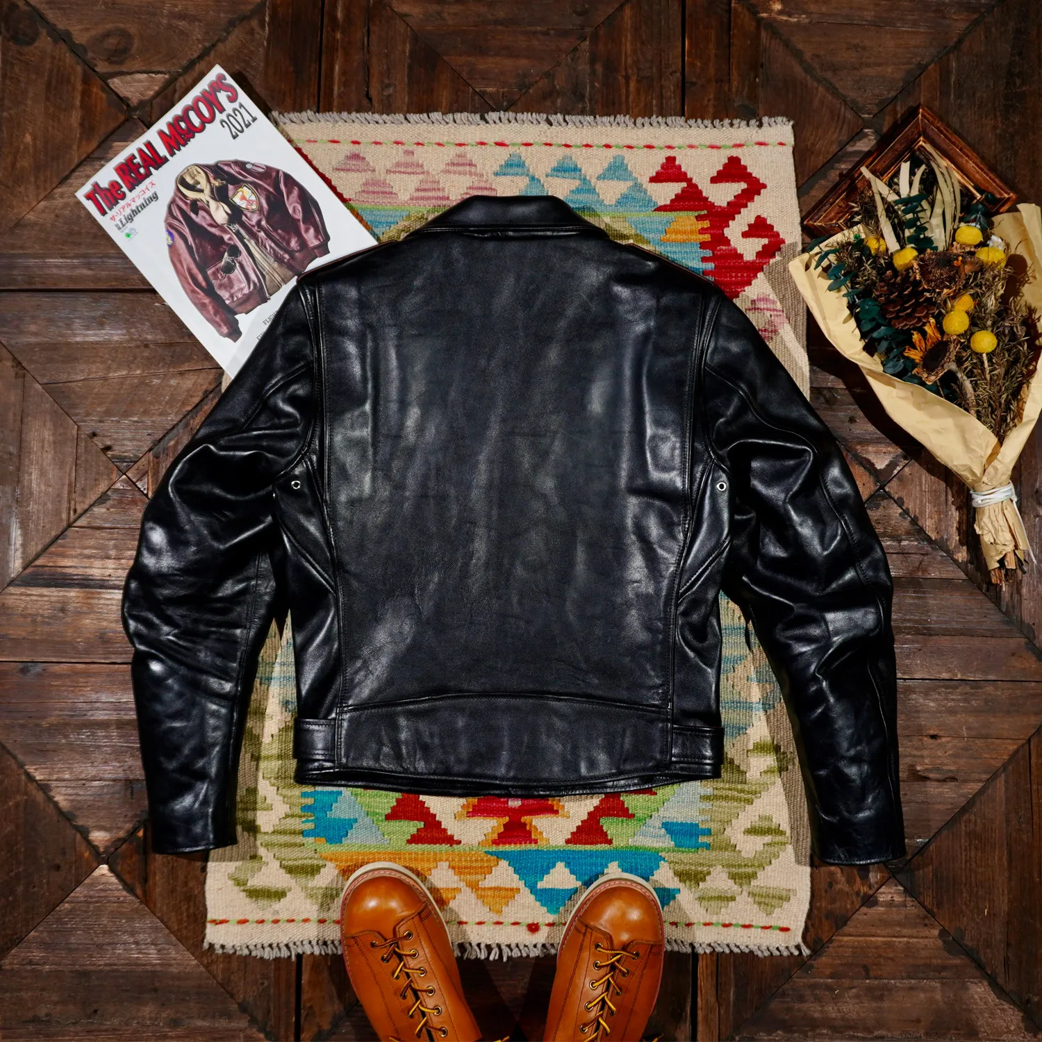 Ma Long Brando Slash Short Tea Core Horse Leather 613 Motorcycle Jacket Classic Replica Toys McCoy