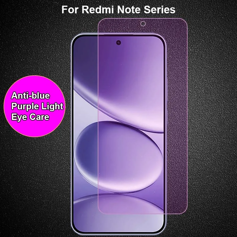 

For Xiaomi Redmi Note 15 14 14S 13 13R Pro Plus 5G Anti blue Purple Light Ray Eye Care Tempered Glass 9H Screen Protector Film